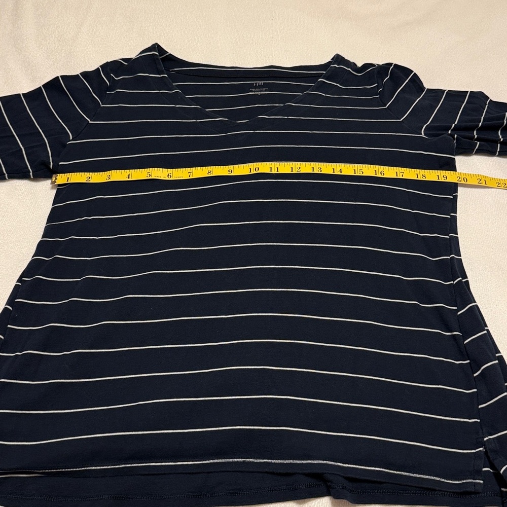 J. Jill Navy & White Striped 3/4 Sleeve‎ Pullover Top Size Medium - Picture 4 of 6